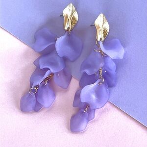 Dangle drop earrings, Resin earrings, Oversize flower earrings